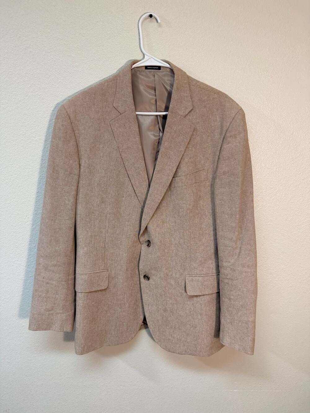 Stafford Signature 44 Reg Classic Fit Linen Blend Sport Coat Tan linen blend